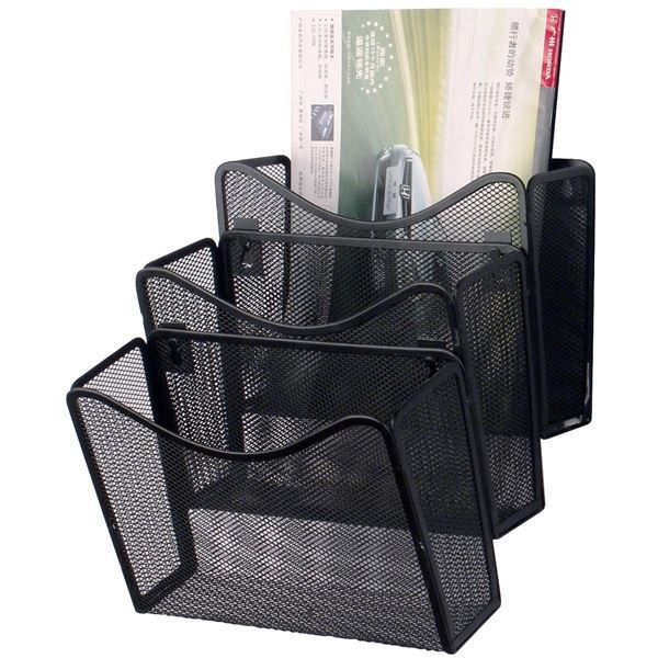 Drátěný odkladač Q-Connect, 3 zásuvky, černý