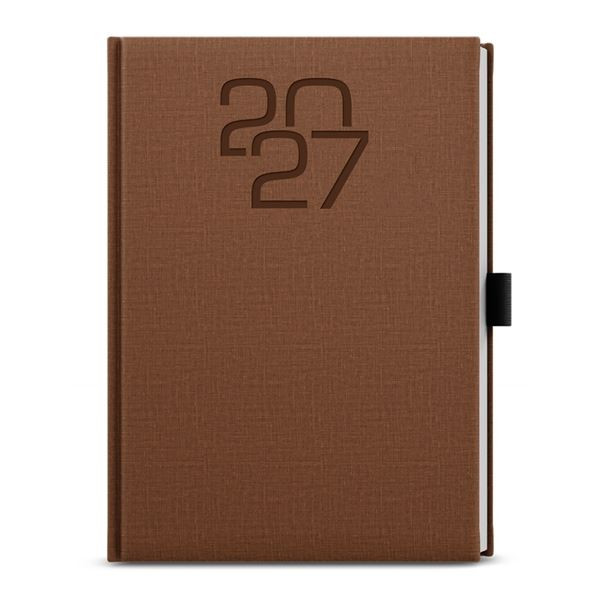 Denní diář 2027 Fabric - A5, hnědý