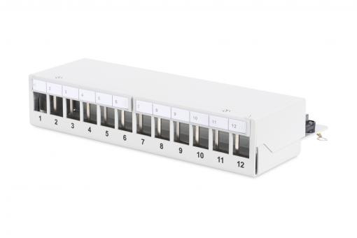 DIGITUS Modular Desktop Patch Panel, stíněný 12 portů, světle šedá