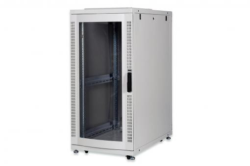 Digitus 26U serverový stojan, Unique Series, ocelové přední dveře 1340x600x1000 mm s plexi sklem, šedé (RAL 7035)