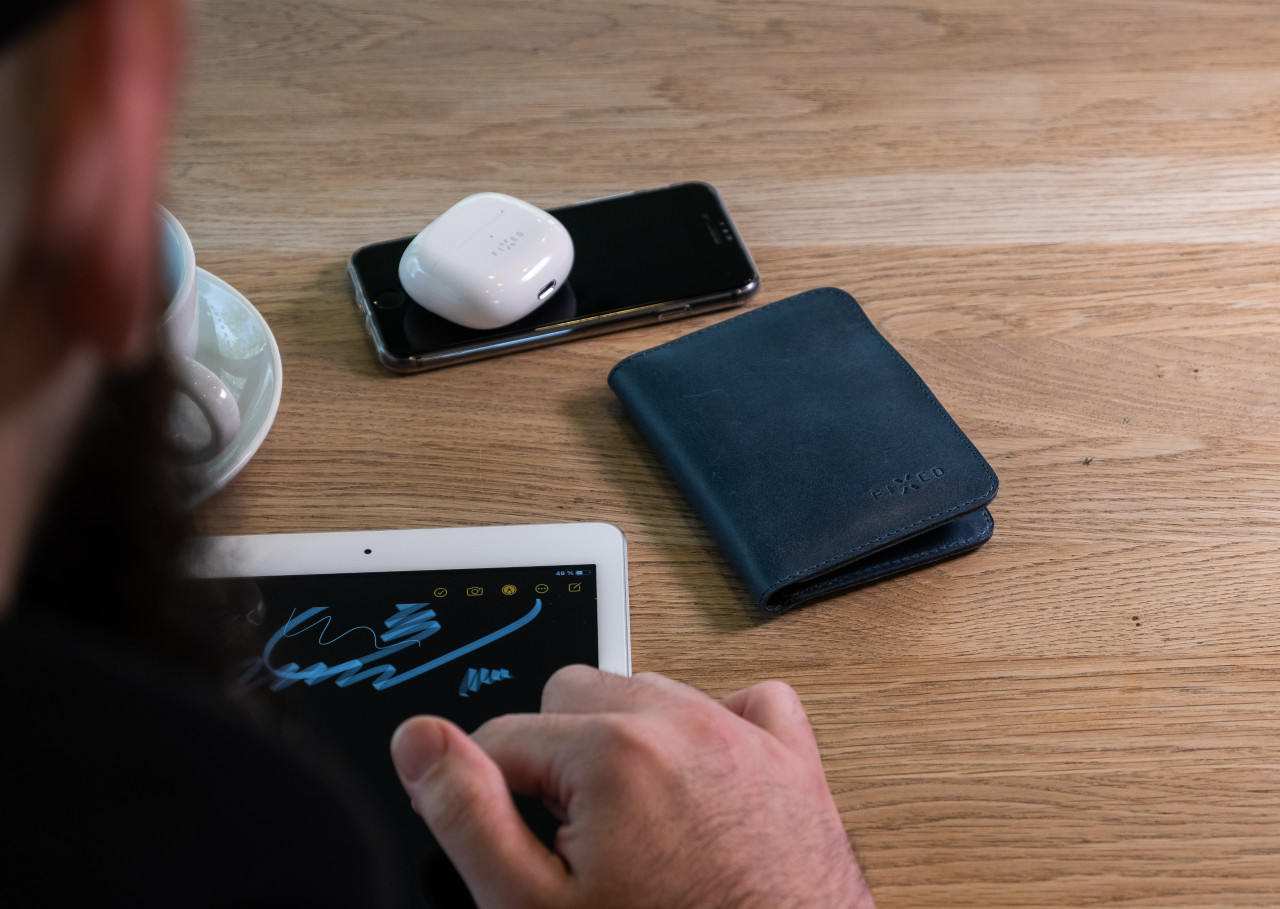 Kožená peněženka FIXED Wallet XL, modrá