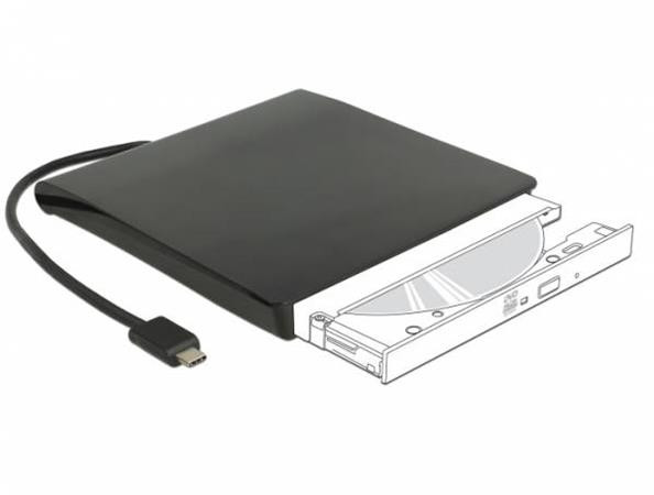 Delock Externí skříň pro 5.25” Slim disky SATA 12,7 mm na USB Type-C™ samec