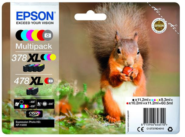 EPSON cartridge T379D (black/cyan/yellow/magenta/red/grey) multipack XL (veverka)
