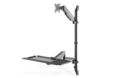 DIGITUS pracovní stanice pro sezení/stání, nástěnný držák,  jeden monitor, černý max. 8 kg, max Velikost obrazovky: 17  VESA: 75x1