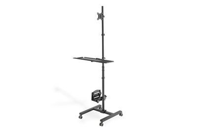 DIGITUS Mobilní pracovní stanice (úchyt na Monitor , PC držák) max. Zatížení 8 kg, max. 32 "obrazovka, černá, VESA: 75 x 100 
