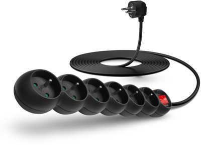 CONNECT IT prodlužovací kabel 230 V, 6 zásuvek, 3 m, s vypínačem (černý)