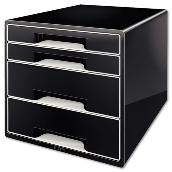 Zásuvkový box Leitz B&W, 4 zásuvky, černá/šedá