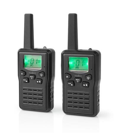 Nedis WLTK1010BK - Vysílačka | Dosah 10 km | 8 Kanálů |  PTT / VOX | Nabíjecí Základna | 2 Kusy | Černá