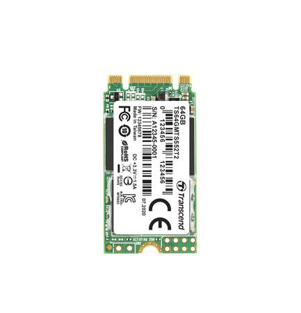 TRANSCEND MTS552T2 64GB Industrial 3K P/E SSD disk M.2, 2242 SATA III 6Gb/s (3D TLC), 400MB/s R, 200MB/s W