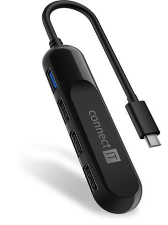 CONNECT IT USB-C hub USB 3.0, externí, ČERNÝ