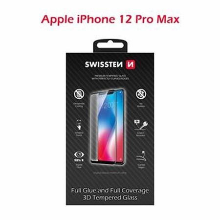 SWISSTEN OCHRANNÉ SKLO ULTRA DURABLE 3D APPLE IPHONE 12 Pro Max ČERNÉ
