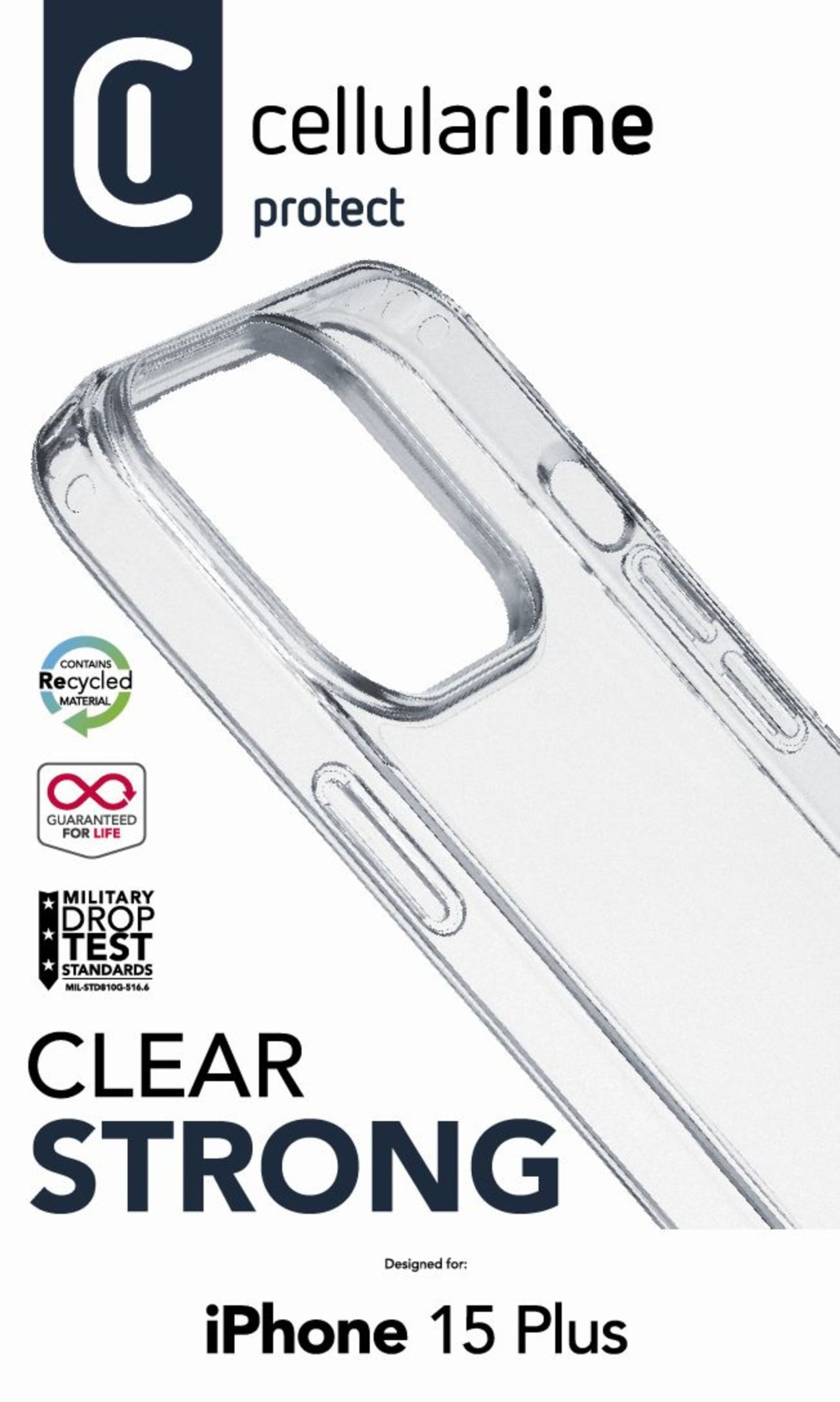 Zadní čirý kryt s ochranným rámečkem Cellularline Clear Duo pro Apple iPhone 15 Plus