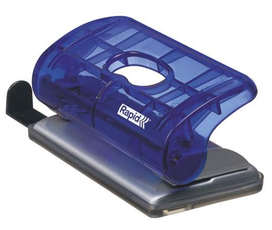 Rapid  Mini děrovačka Rapid FC5, 10 listů, průhledná modrá, blistr