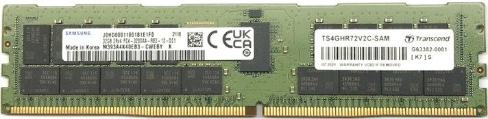 Transcend paměť 32GB DDR4 3200 REG-DIMM 2Rx4 2Gx4 CL22 1.2V