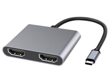 PremiumCord MST adaptér USB-C na 2x HDMI, USB3.0, PD, rozlišení 4K a FULL HD 1080p
