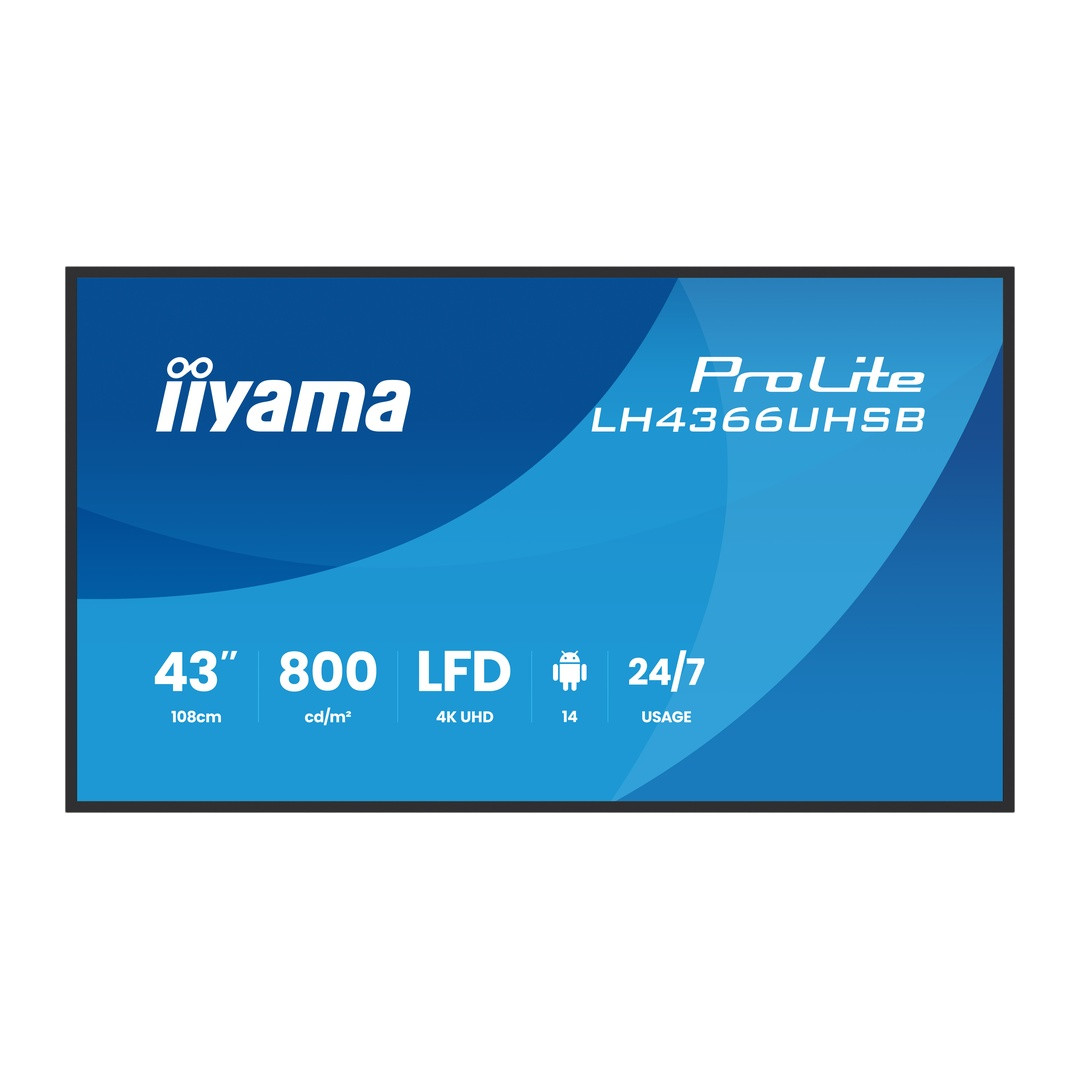 43" iiyama LH4366UHSB-B1AG:4K UHD,VA,IPX5,DP-out