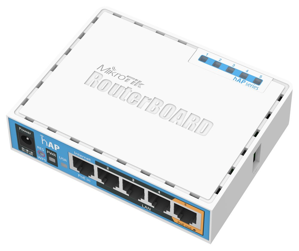 MikroTik RouterBOARD RB951Ui-2nD, hAP,CPU 650MHz, 5x LAN, 2.4Ghz 802.11b/g/n, USB, 1x PoE out,  L4