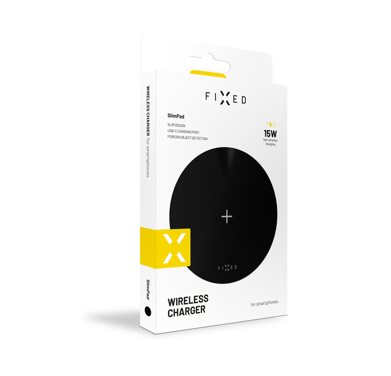 Podložka pro rychlé bezdrátové nabíjení telefonu FIXED SlimPad, 15W, černá