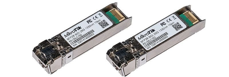 MikroTik SFP28 pár optických modulů XS+2733LC15D, SM, 15km, 1/10/25G