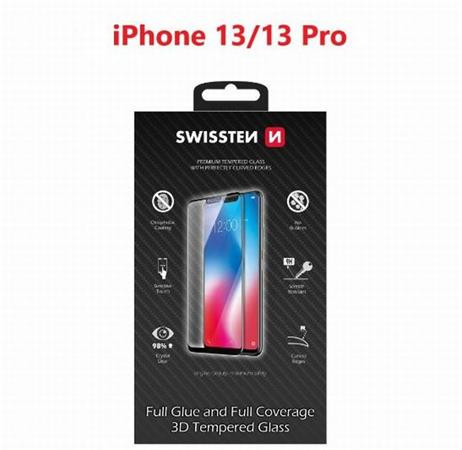SWISSTEN OCHRANNÉ SKLO ULTRA DURABLE 3D APPLE IPHONE 13/13 Pro ČERNÉ