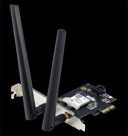 ASUS PCE-AX1800 Dual Band PCI-E WiFi 6 (802.11ax). Bluetooth 5.2, zabezpečení sítě WPA3, OFDMA a MU-MIMO