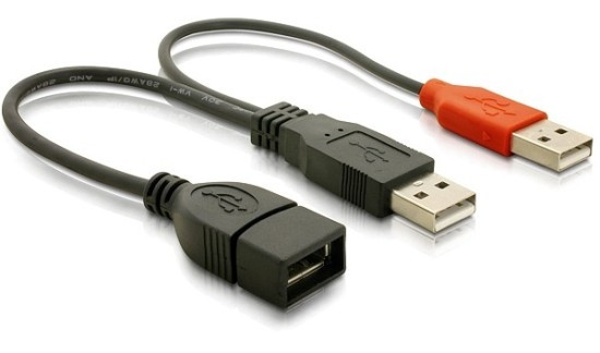 Delock Napájecí kabel USB A samice z 2xUSB A samec. délka 22,5 cm