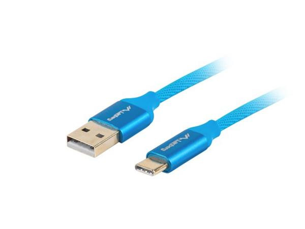 LANBERG USB-C (M) na USB-A (M) 2.0 kabel 1m, modrý, rychlé nabíjení 3.0 