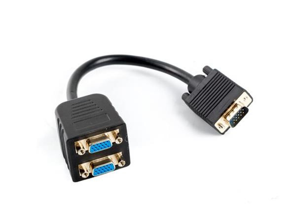 LANBERG adaptér VGA (M) na 2x VGA (F) kabel 20cm, černý