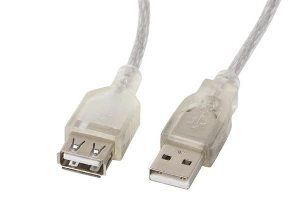 LANBERG USB-A M / F 2.0 kabel 5m, transparentní