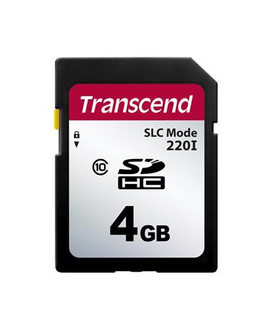Transcend 4GB SDHC220I (Class 10) MLC průmyslová paměťová karta (SLC mode), 22MB/s R,20MB/s W, černá