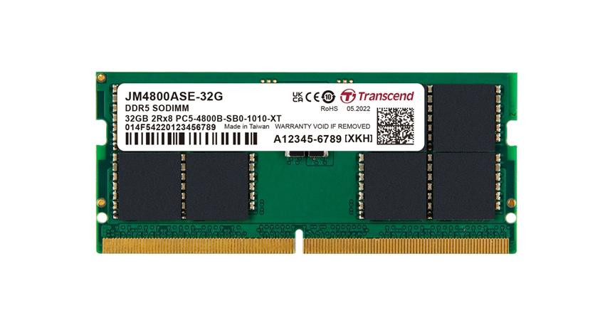 Transcend paměť 32GB SODIMM DDR5 4800 (JetRam) 2Rx8 2Gx8 CL40 1.1V