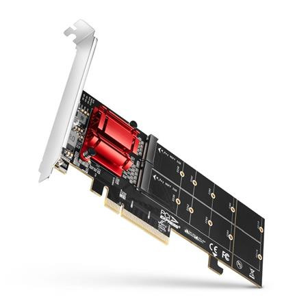 AXAGON PCEM2-ND, PCI-Express x8 řadič pro připojení až dvou NVMe M.2 SSD disků k počítači