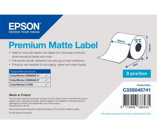 EPSON Premium Matte Label - Continuous Roll: 102mm x 60m