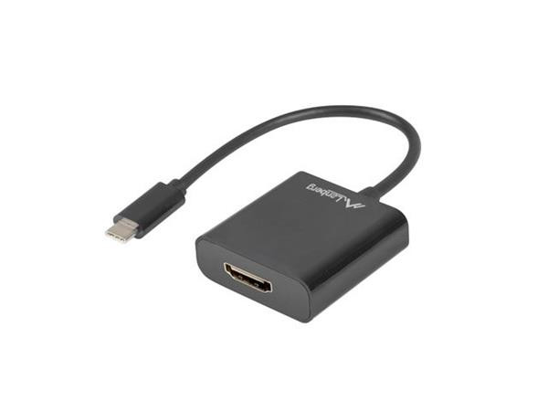 LANBERG USB-C(M) 3.1 na HDMI(F) adaptér kabel 15CM (Displayport ALT MODE) černý  
