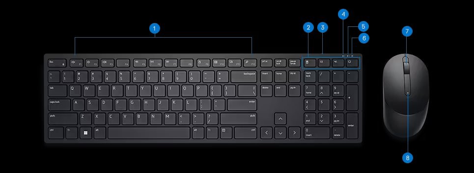 Dell Pro Wireless Keyboard and Mouse - KM5221W - US International (QWERTY)