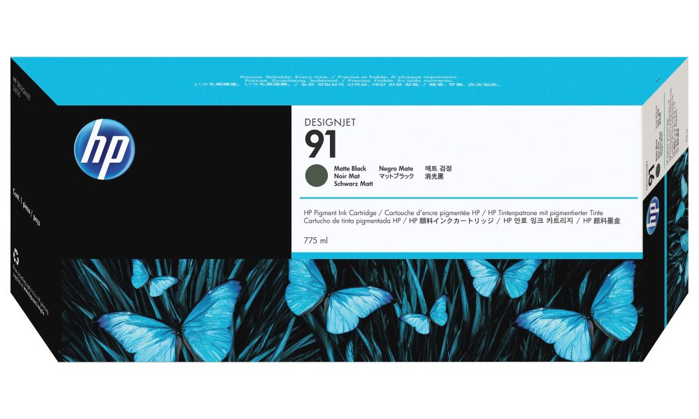 HP 91 Matná Černá pigmentová inkoustová kazeta, 775 ml