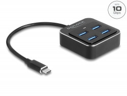 Delock Rozbočovač USB 3.2 Gen 2 USB Type-C™ se 4 porty USB Typu-A samice – 10 Gbps