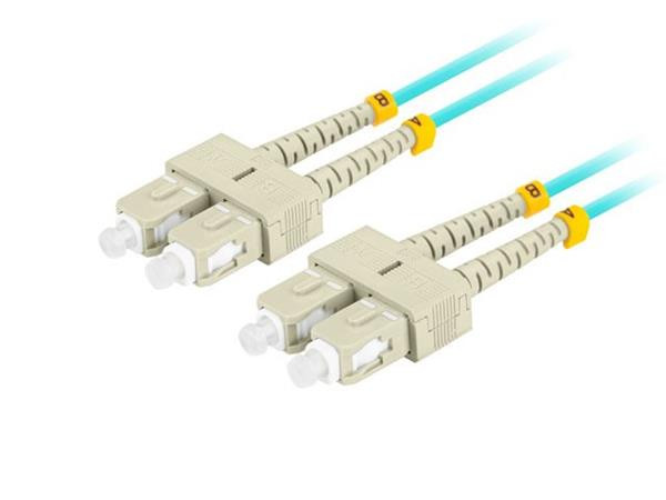 LANBERG optický patch cord MM SC/UPC-SC/UPC duplex 5m LSZH OM3 50/125 průměr 3mm, barva cyan  