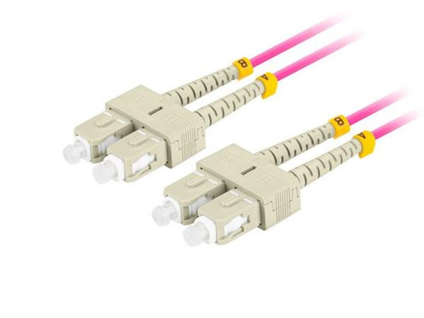 LANBERG optický patch cord MM SC/UPC-SC/UPC duplex 1m LSZH OM4 50/125 průměr 3mm, barva magenta  