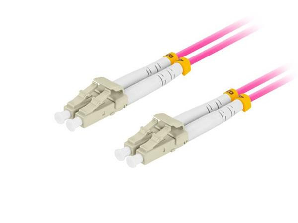 LANBERG optický patch cord MM LC/UPC-LC/UPC duplex 10m LSZH OM4 50/125 průměr 3mm, barva magenta  