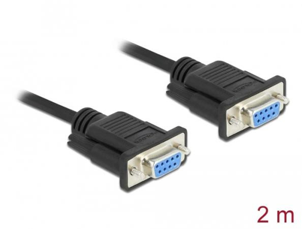 Delock Sériový kabel RS-232 D-Sub 9, null modem s krytem s úzkou zástrčkou - automatické řízení CCTS / RTS - 2 m