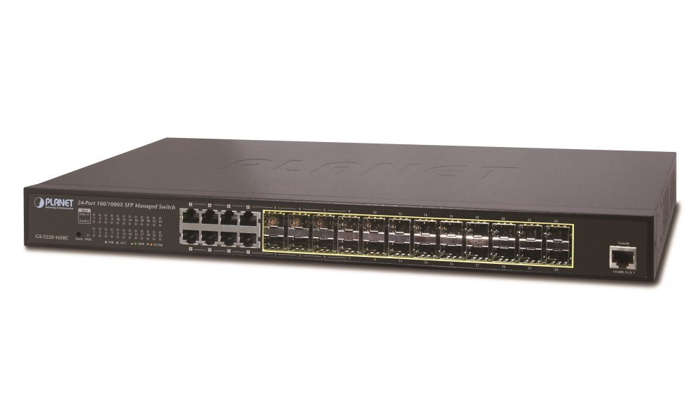 Planet GS-5220-16S8CR L3 switch, 8x1Gb, 24x1Gb SFP, QoS, 2x power-in