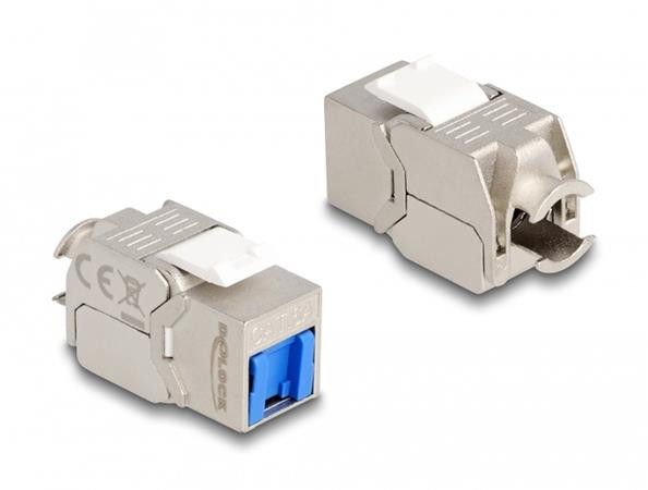 Delock Modul Keystone RJ45, ze zásuvky na LSA, Cat.6A, beznástrojový, s modrým protiprachovým krytem