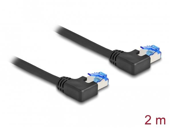 Delock Síťový kabel rozhraní RJ45 Cat.6A, S/FTP, levý pravoúhlý, 2 m, černý