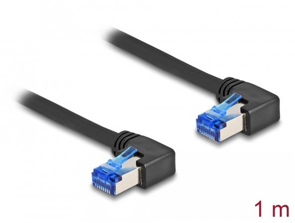 Delock Síťový kabel rozhraní RJ45 Cat.6A, S/FTP, pravý pravoúhlý, 1 m, černý