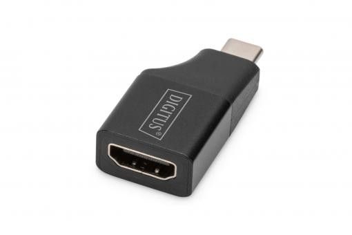 DIGITUS Adaptér USB-Type-C, USB-C na HDMI typu A, 4K@ 30HZ 4K@ 30Hz, hliník - pouzdro, černá