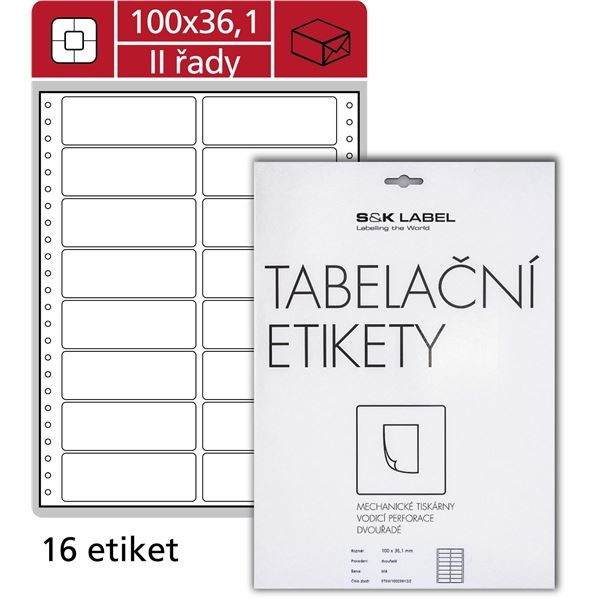 Tabelační dvouřadé etikety, 100 x 36,1 mm, 400 ks
