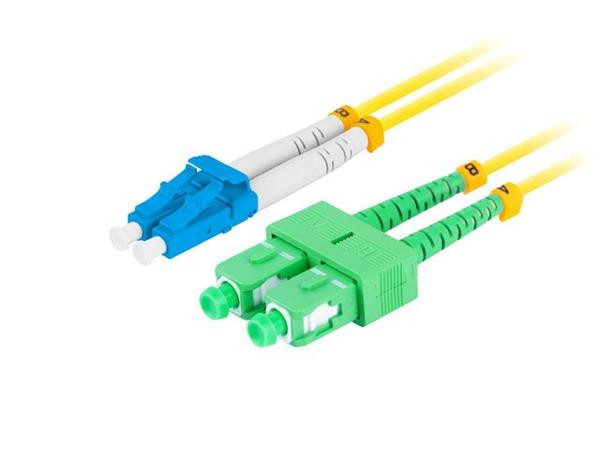 LANBERG optický patch cord SM LC/UPC-SC/APC duplex 0.5m LSZH G657A1 průměr 3mm žlutá