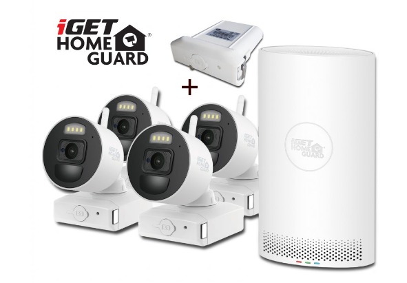 iGET HOMEGUARD HGNVK88004P + náhradní baterie ZDARMA, Homeguard NVR 8CH + 4x kamera BUNDLE