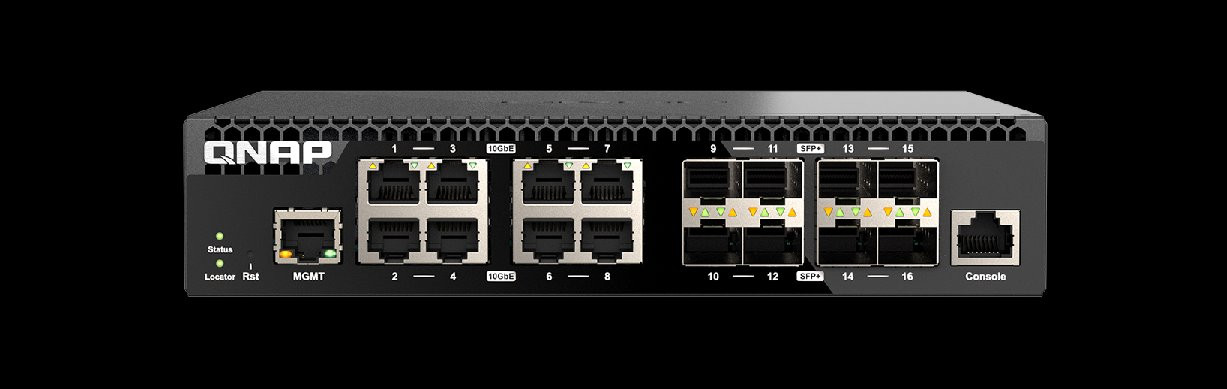 QNAP řízený switch QSW-M3216R-8S8T (8x 10GbE porty + 8x 10G SFP+ porty, poloviční šířka)
